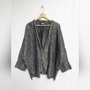Vintage Eskandar Neiman Marcus Silk Blend Crinkle Cropped Duster Size 0